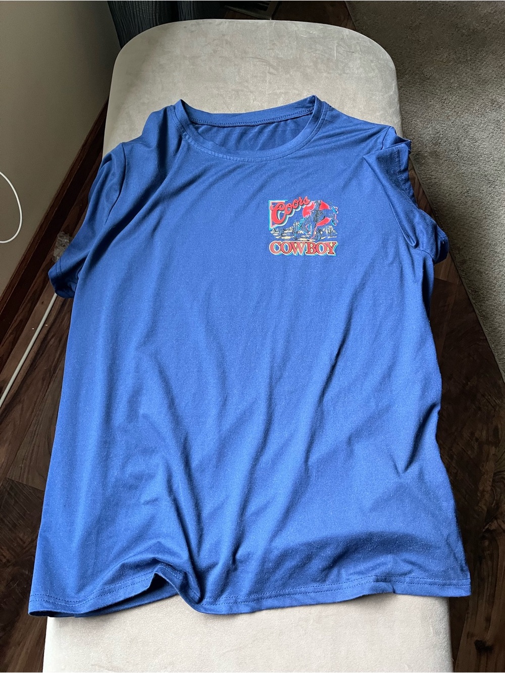 Coors Cowboy Blue Short Sleeve Tee with 'Cowboy' Graphic Front Back
